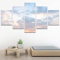 SIGNWIN 5 Panel Canvas Wall Art Modern Art Coastal Colorful Multicolor Photography Romantics Sunset for Home Decorations Ready to Hang - 60