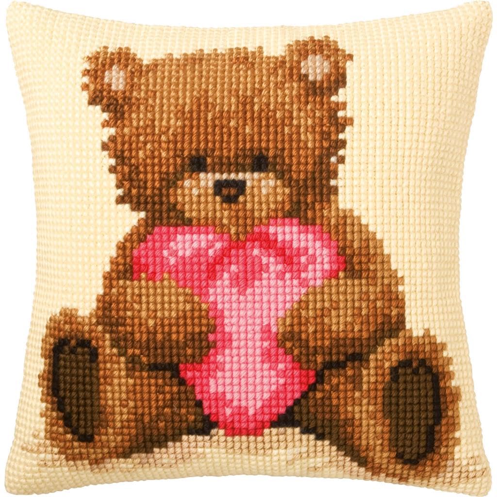 Vervaco Popcorn with Heart Cross Stitch Cushion, Multi-Colour