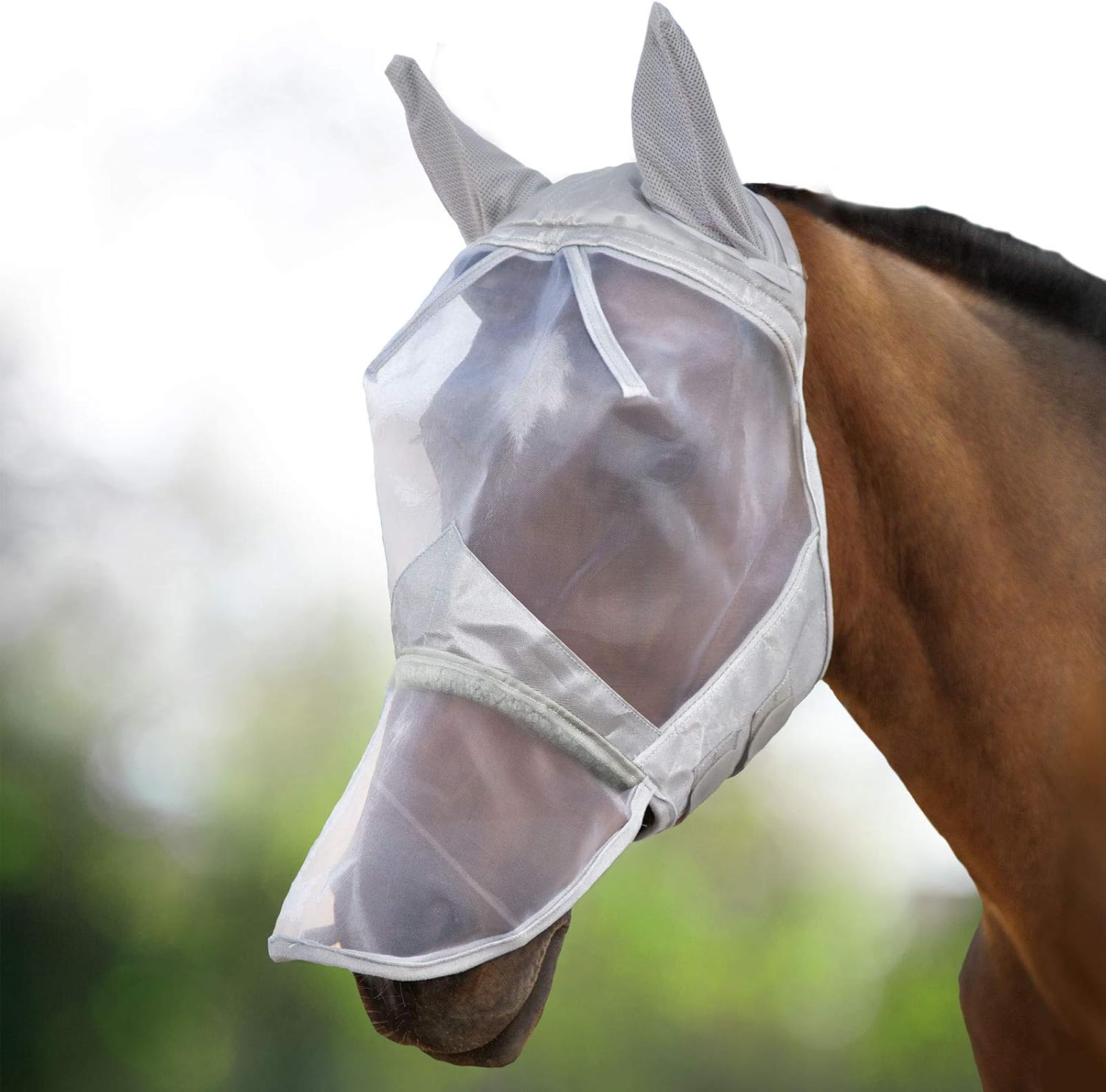 Harrison Howard CareMaster Horse Fly Mask Long Nose with Ears Moonlight