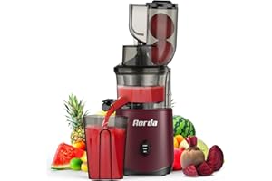 AORDA Masticating Cold Press Juicer Machines: 200W Pure Slow Juicer With Quiet Motor For Vegetable And Fruit Easy To Clean, Red