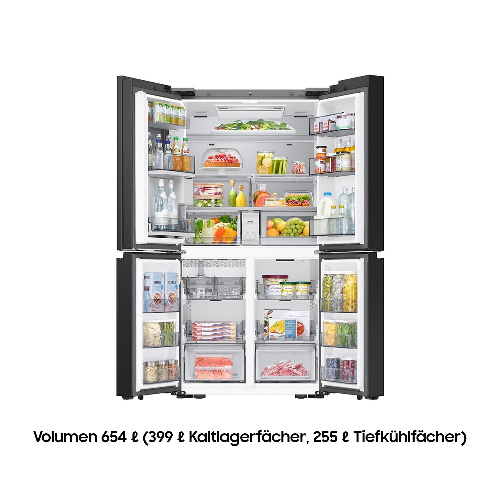 Samsung RM90F67CECEF Bespoke French Door Kühlschrank, 185 cm, 654 l, 255 l Gefriervolumen, AI Home, AI Vision mit integrierter Kamera, Beverage Center, Clean Deep Charcoal 2