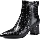 Abbleet Women's Ankle Boots Pointed Toe Chunky Block Heel Short Boots for Women Low Heeled Booties