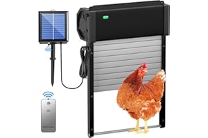 HUABOR Automatic Chicken Coop Door, Solar Powered Chicken Door with Timer & Light Sensor, Full Aluminum Auto Chicken Door with 4 Modes, Solar Automatic Chicken Door for Chicken