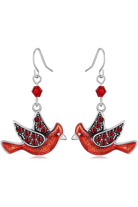 Silver forest cardinal earrings Clearance