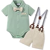 SANMIO Baby Boy Clothes Suits Short Sleeve Top+Bowtie+Suspender Shorts Summer Infant Gentleman Birthday Outfits