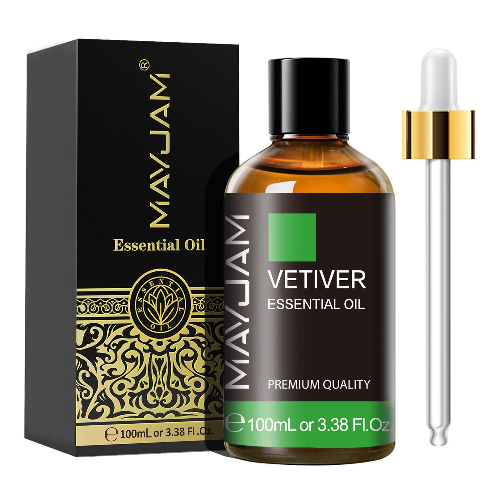MAYJAM Vetiver Essential Oils 100ML, Vetiver Oil for Diffuser, Humidifier, DIY, Home, Wardrobes