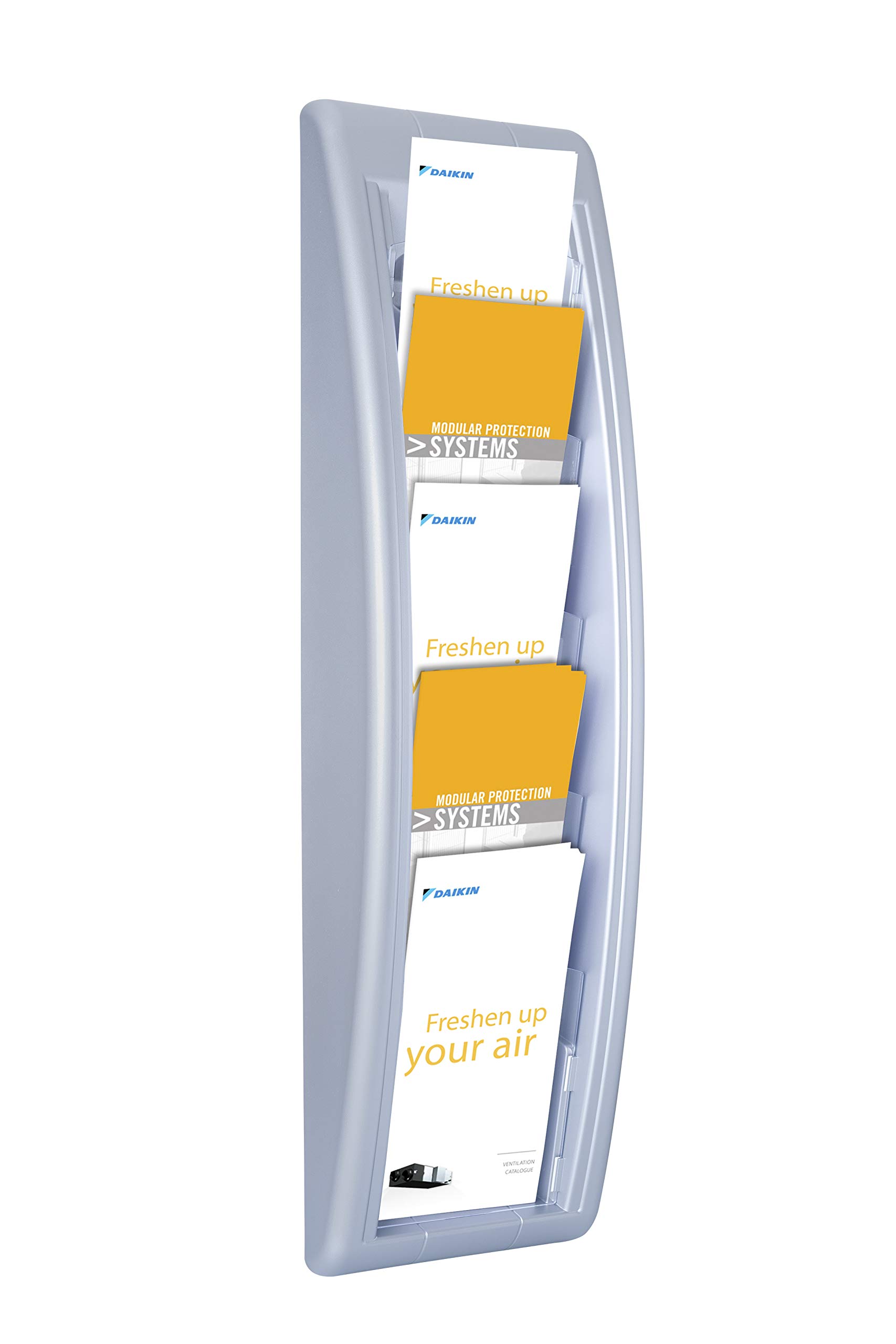 Fast Paper 710793 Quick Fit Literature Holder Wall-mount 5 x 1/3xA4 Pocket W181xD95xH650mm Aluminium Ref 4062.35 — image 1