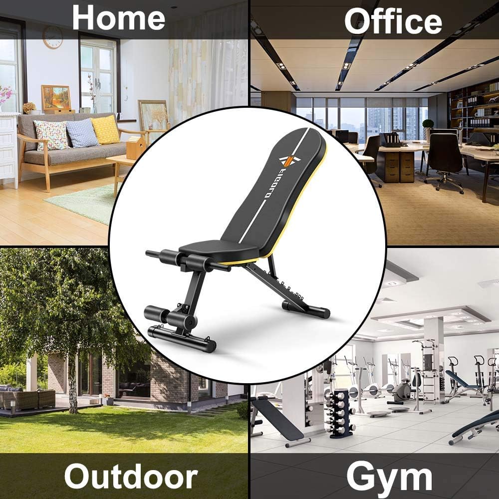 Weight Bench Adjustable, Figolo Workout Bench with Thicken Premium Steel Widen Seat for Home Gym Strength Training Press Bench with Easy Installation - Black : Sports & Outdoors