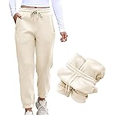 Ainangua Fleece Lined Sweatpants Women High Waisted Baggy Pants Warm Athletic Cargo Joggers with Pockets
