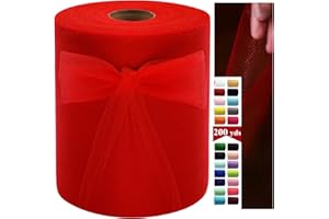 IONTACH Red Tulle Fabric Rolls 6 Inch by 200 Yards (600 feet) Fabric Spool Tulle Ribbon for Christmas Gift Wrapping DIY Red Tutu Bow Baby Shower Birthday Party Wedding Decorations Craft Supplies