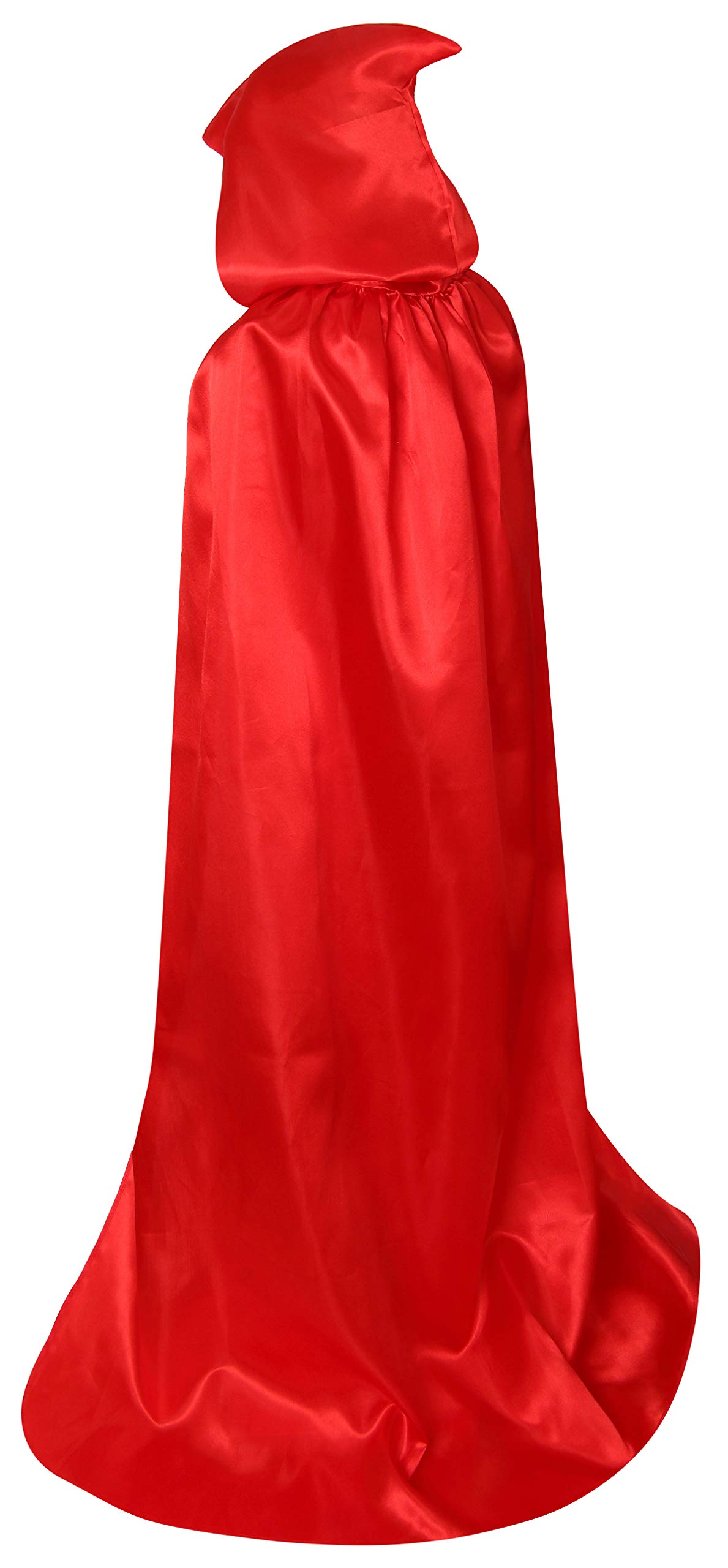 Txian Extra Long Hooded Satin Cloak, Halloween Fancy Cape for Adults (Red)