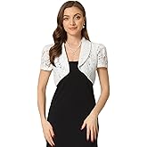 Allegra K Floral Lace Shrug for Women's Work Crop Cardigan Wedding Guest Elegant Bolero