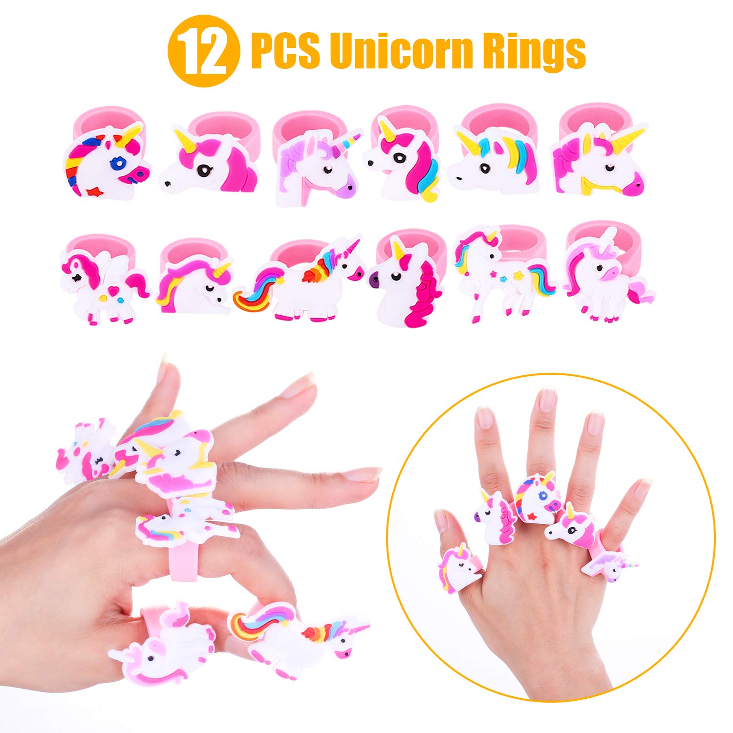 Unicorn Party Favors Supplies, Aywewii 72 Pcs Unicorn Party Favors for Kids Boys Girls, Unicorn Keychains, Unicorn Slap Bracelets, Unicorn Rings,Unicorn Stampers,Unicorn Birthday Party Supplies