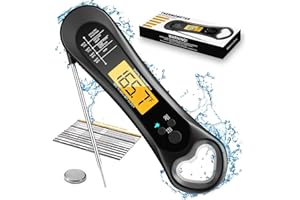 Biison Meat Thermometer for Grilling, Digital Instant Read Food Thermometer with Bottle Cap Opener, Kitchen Gadgets with Backlight & Calibration for Candy, BBQ, Grill,Liquids, Beef, Turkey