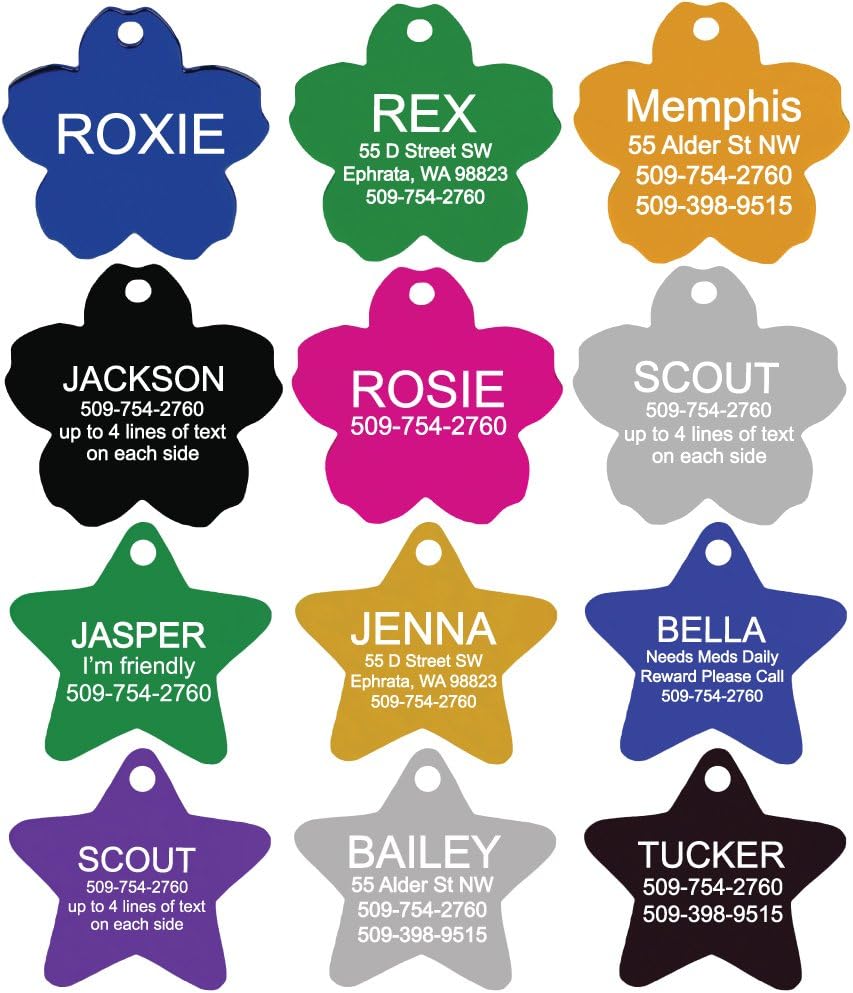 GoTags Pet ID Personalized Pet Tags for Dogs and Cats. Front & Backside Engraving and Sizes. Anodized Aluminum. Bone Shape Regular. : Pet Supplies