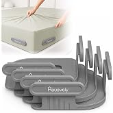 Hausvely Bed Sheet Holder for Corners (4 Pack) &ndash; Keeps Sheets Tight &amp; Wrinkle-Free &ndash; Fitted Sheet Clips &amp; Fasteners for King Queen Twin Mattress &ndash; Durable Plastic Bedsheet Locker, Grey