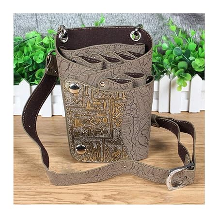 WANGXN Halter Pouch Schere Tasche PU Leder mit Gürtel Friseur Werkzeugtasche,Brown