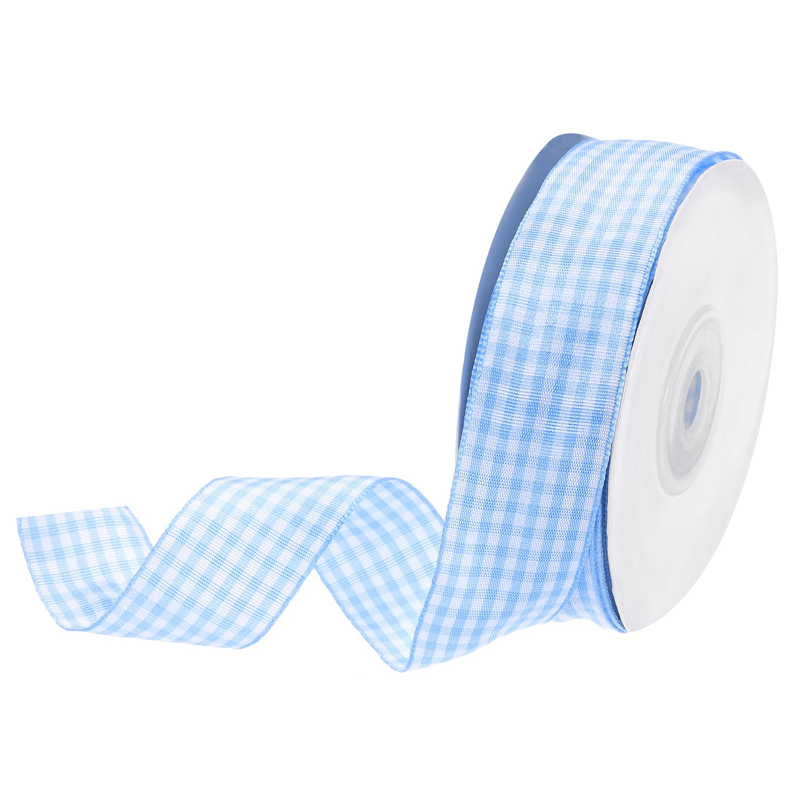 DMiotech 1 Inch 25 Yards Gingham Ribbon, Checkered Ribbon Plaid Ribbon for Gift Wrapping Decoration Art Craft DIY, Sky Blue