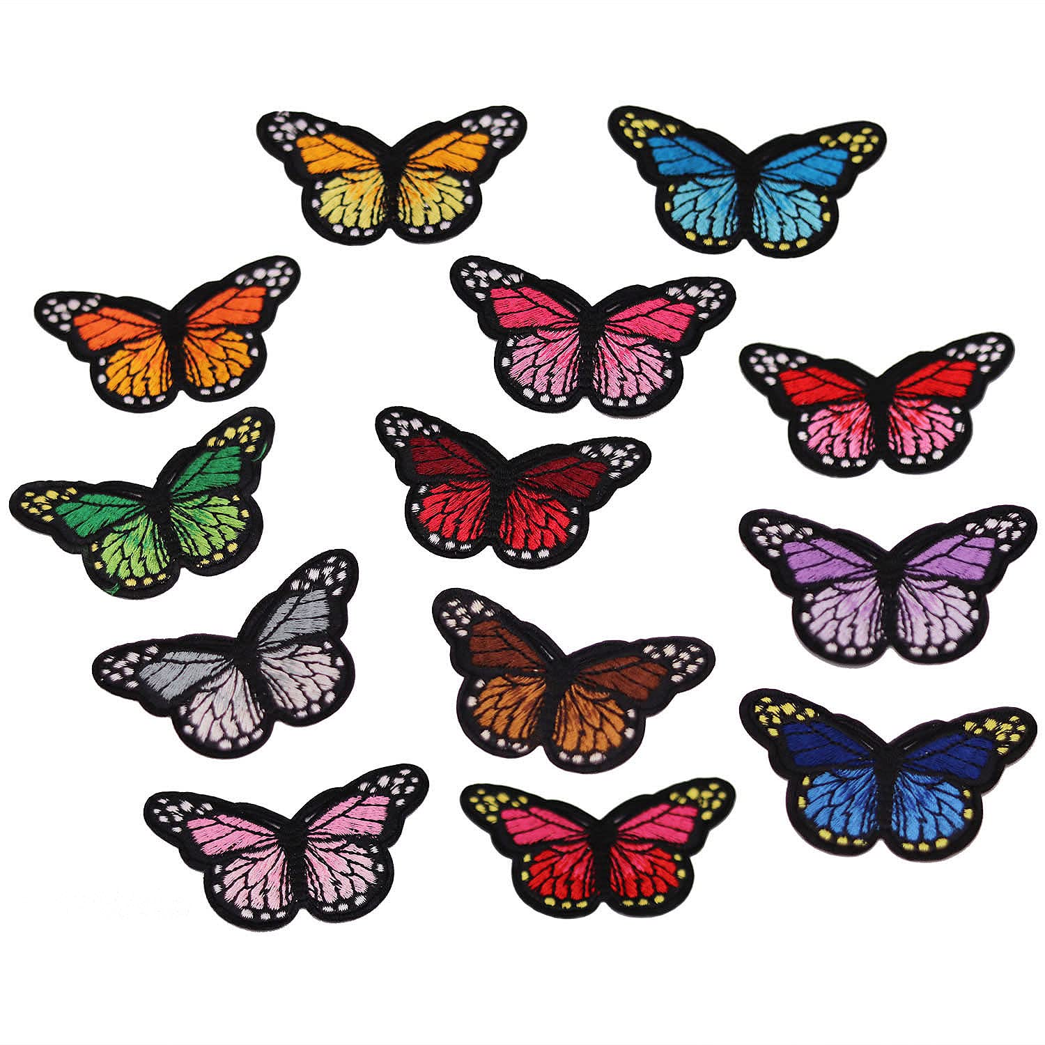 Photo 1 of 13pcs Multicolor Butterfly Iron on Patches Embroidered Motif Applique Assorted Size Decoration Sew On Patches Custom Patches for DIY Jeans,Jacket,Kid's Clothing,Bag,Caps,Arts Craft (Butterfly B 13pcs)