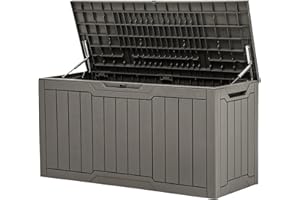 YITAHOME 80 Gallon Deck Box Outdoor Storage, Waterproof Resin Storage Box with Lockable Lid for Patio Cushions, Garden Tools 