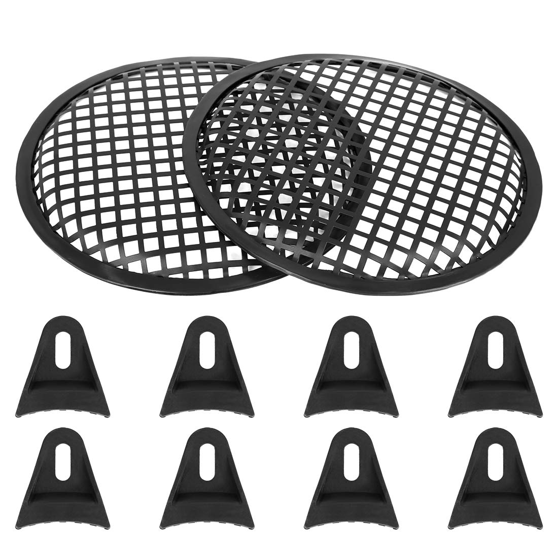 X AUTOHAUX 8'' Car Speaker Subwoofer Black Metal Waffle Grill Cover Guard 2 Pcs