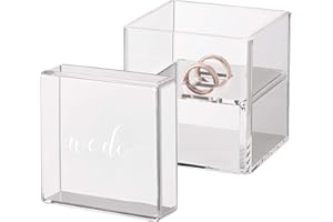 Lillian Rose Clear Acrylic Box Ring Pillow Alternative, 3.25"x3.25"x3"