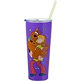 Silver Buffalo Scooby Doo Where Are You Double Walled Stainless Steel Tumbler with Straw, 22 Ounces