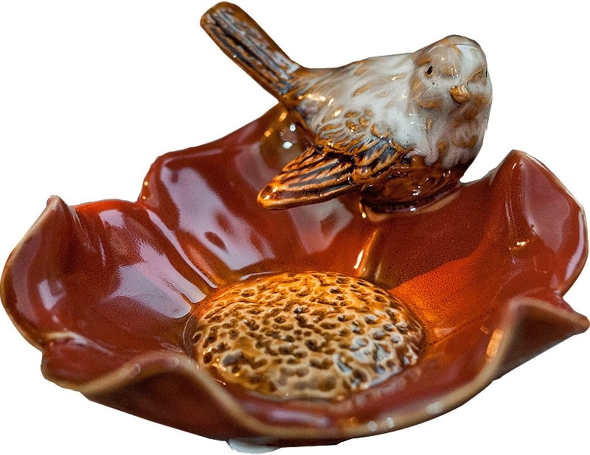 Nwn European Retro Ashtray Ceramic Bird Small Fruit Plate Creative Decoration Home Decorations (Color : Red)