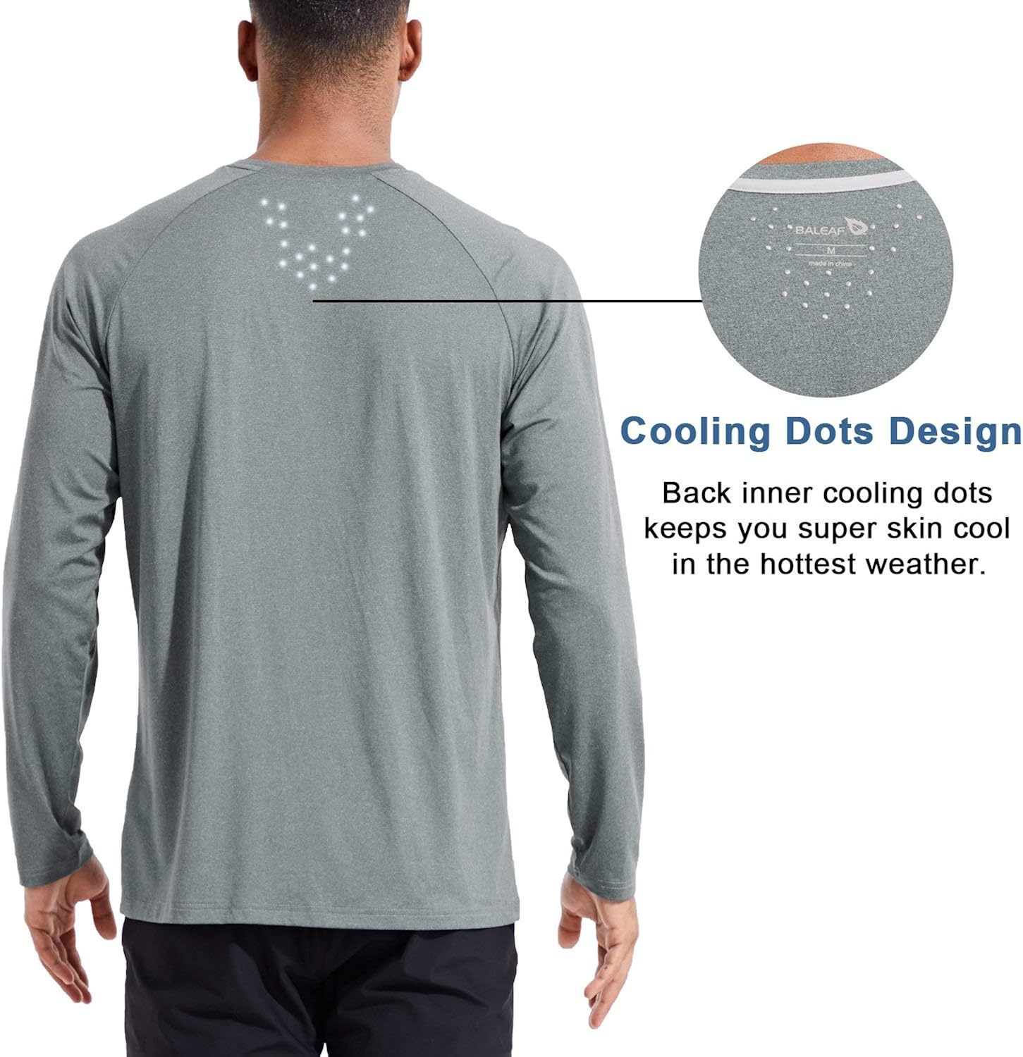 BALEAF EVO Men's Dri Fit Shirts Long Sleeve SPF Quick Dry Cooling Lightweight UPF50+ Shirt Hiking Running Workout Outdoor at  Men’s Clothing store