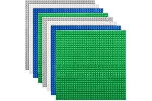 Etarnfly 8 Pack Classic Base Plates, 10" x 10" Sturdiness Building Boards -100% Compatible with All Major Brands, Creative Building Platforms Mats for Building Bricks - Green/Grey/White/Blue