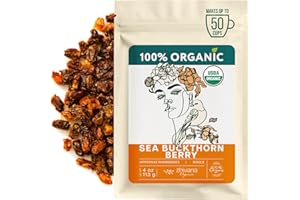 ZHIVANA ORGANICS Organic Sea Buckthorn Berry – Sea Buckthorn Tea, Dried Seaberry, Seabuckthorn – Espino Amarillo – Rich in Nutrients Superfood Berries for Immunity, Heart, Digestion, Liver, Skin – 4 Ounces