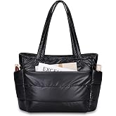 Shiny Puffy Tote Bag for Women,with Zippered Compartments Shoulder Bag | 16.5" X 5.9" X 11.5"/18L Quilted Shoulder Bag,Fashion,Light,Waterproof,Easy to Clean,Suitable for Party,Commuting,Leisure