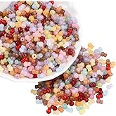 PONABEADIY 1 Box 600PCS Mushroom Shaped Glass Beads with Hole Small Opaque Crystal Colorful Forest Plant Cute Charms Spacer Loose Seed Bead Bulk for Jewelry Making Necklaces Bracelets Diy Craft Supply