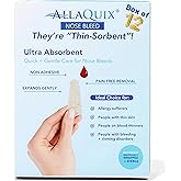 AllaQuix Nose Bleed Stopper – Hemostatic Gauze Plugs Made with Calcium Alginate (Box of 12) – Fast Relief for Nosebleeds | Highly Absorbent, Soft, Sterile, Safe for Blood Thinners