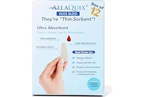 AllaQuix Nose Bleed Stopper – Hemostatic Gauze Plugs Made with Calcium Alginate (Box of 12) – Fast Relief for Nosebleeds | Highly Absorbent, Soft, Sterile, Safe for Blood Thinners