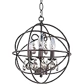 Maxim 25140OI I Orbit Collection 3-Light Ceiling Pendant - Oil-Rubbed Bronze Finish I Spherical Metal Frame with Crystals I 1