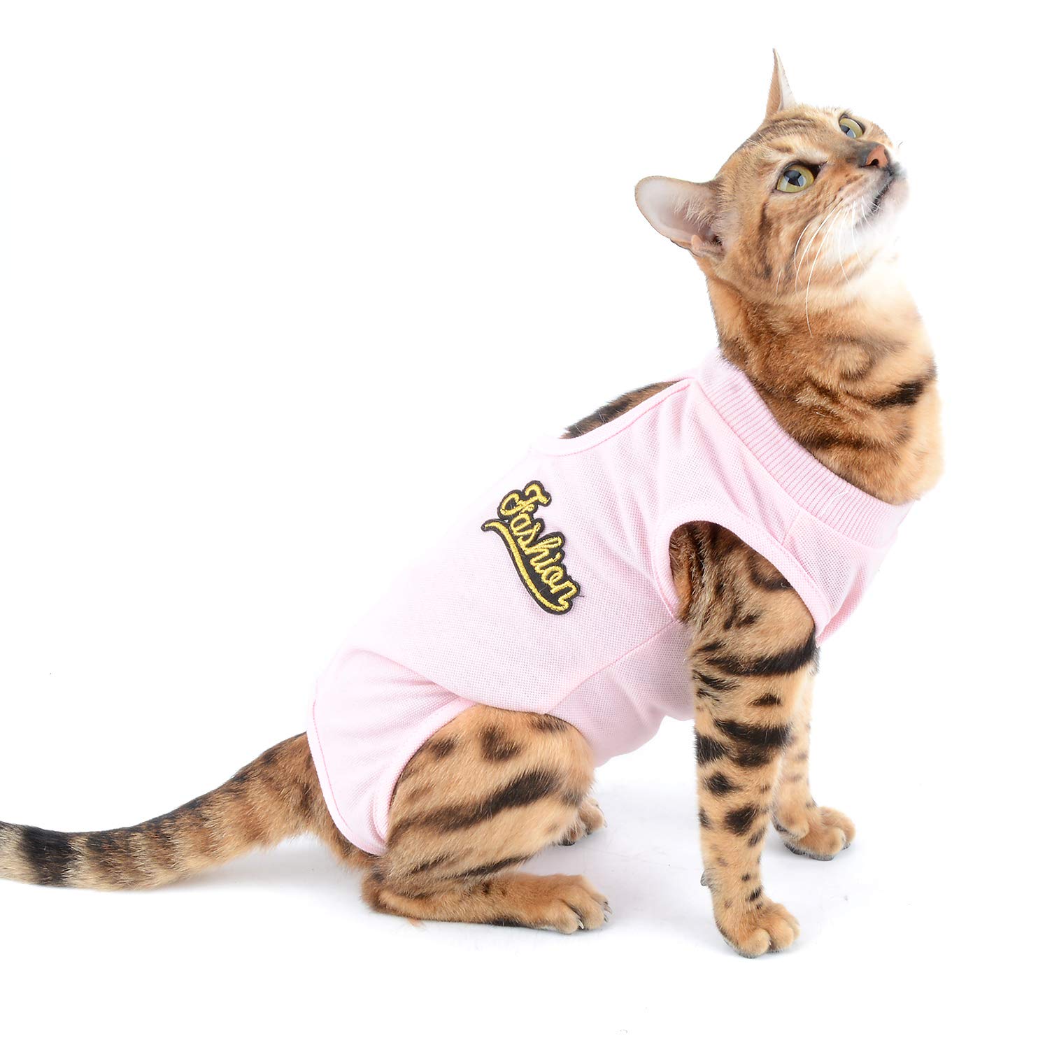 SELMAI Dog Recovery Body Suit Cat after Surgery Abdominal Wound Protector E Collar Alternative Puppy Wearing for Skin Diseases Surgical Care Pet Prevent Licking Multi Color Various Pattern Pink XL