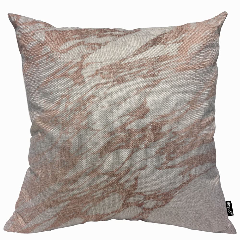 Mugod Fantasy Marble Cushion Cover Throw Pillow Covers Rose Gold Rock Stone Surface Natural Marble Slab Pillow Case for Men Women Decorative Home Sofa Chair Couch 45x45cm/18x18 Inch
