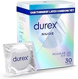 Durex Nude Ultra Thin Condoms 30 Regular Fit with Silicone Lube Teat Ended view 1