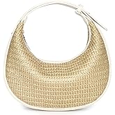 Herald Straw Crossbody Bag for Women Beach Woven Hobo Handbag Summer Chic Crescent Shoulder Purses with Adjustable Strap