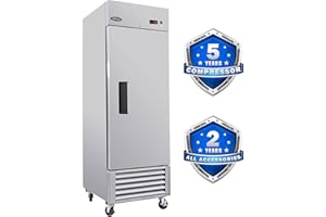 ORIKOOL 27" W Commercial Reach-In Upright Refrigerator - Single Door Stainless Steel Fridge, 23 Cu.ft Capacity, 3 Adjustable Shelves, Auto Defrost, Digital thermostat control, LED Lighting