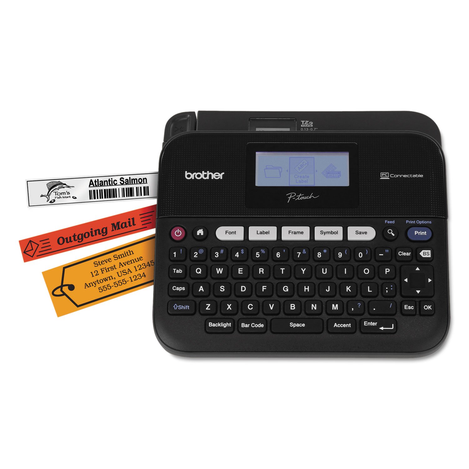 Brother Printer PTD450 Versitile PC Connectable Label Maker. Create Labels Using The Built-in Keyboard or Connect to Computer Electronic Reference Device