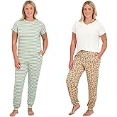 Blush by Us Angels Ultra Soft Women's Pajama Set, Breathable Light Stretchy, Ladies Lounge Set, 4-Piece PJ Set