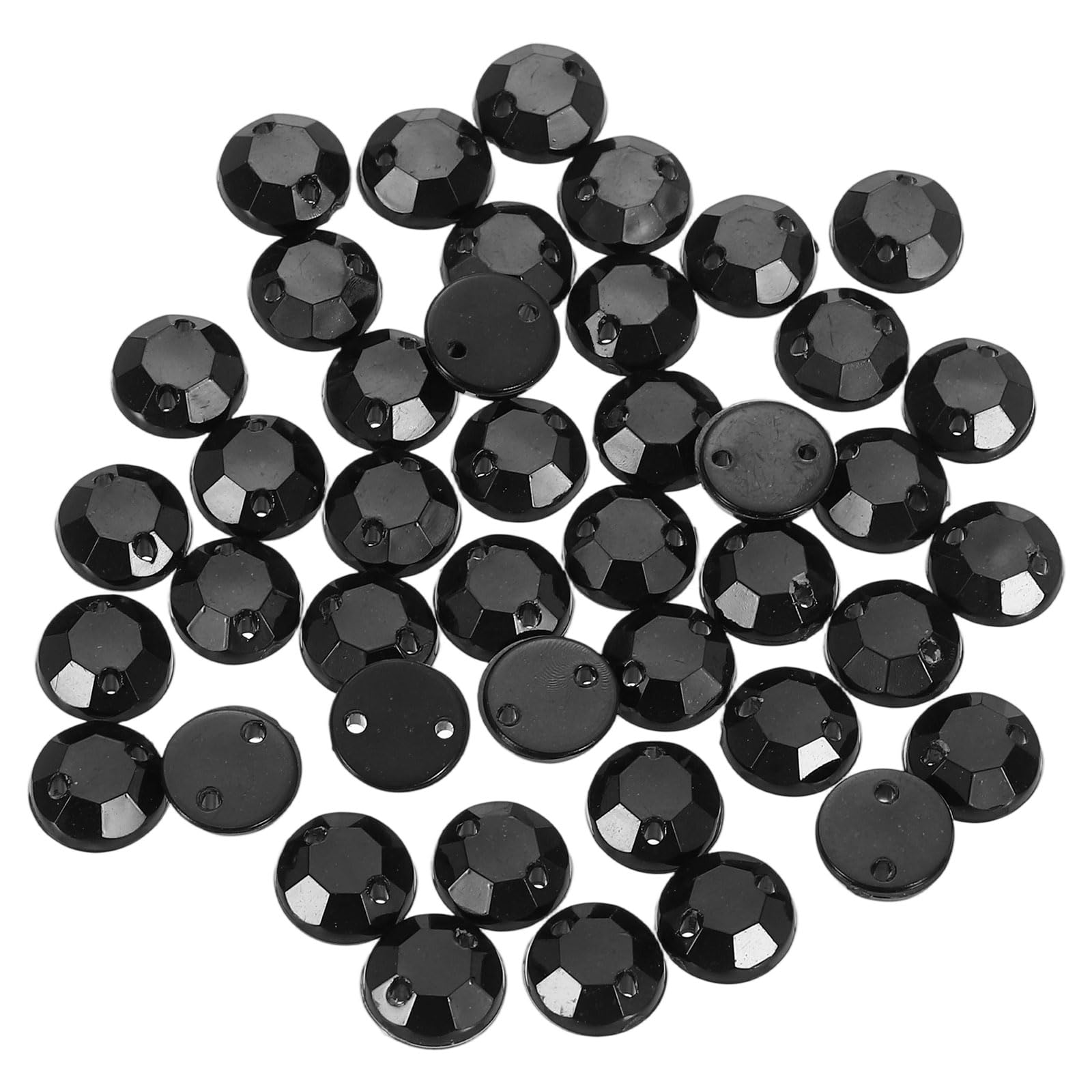 Photo 1 of uxcell 100Pcs Flat Back Sew on Rhinestones Beads, 8mm Clear Crystal Round Gems with Hole for Craft Clothing Decorations, Black