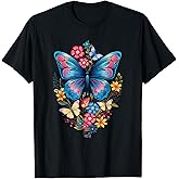 Butterfly with Flowers I Aesthetic Butterfly T-Shirt