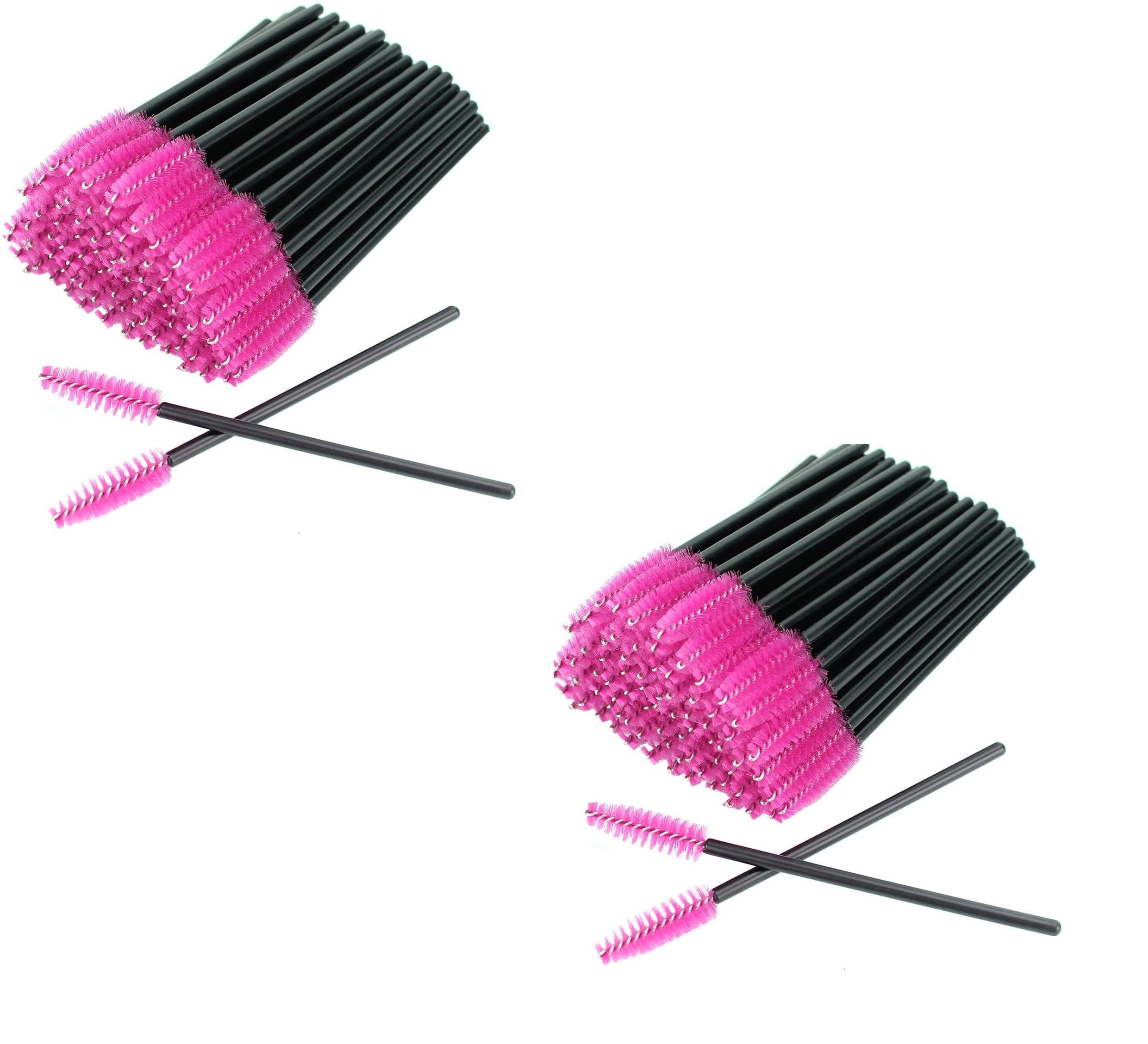 Mascara Wands Bulk Disposable Eyelash Eye Brow Brushes Applicator Spoolie Applicator Lash Extensions Makeup Black Silver Pink Red Tool Set (BLACK PINK, 200) — image 1