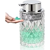 Bathroom Glass Soap Dispenser with Durable Rust-Proof Plastic Liquid Pump (Can't Foam) Hand Lotion Dispenser Antislip Shampoo Kitchen 10oz