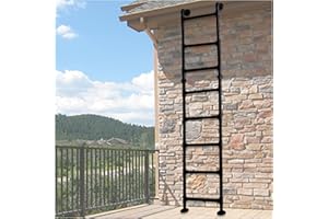 XXHOFTPJZ 7.1FT Window Well Egress Ladder, High Loft Attic Bed Step Ladders, Wall Mounted Metal Bunk Bed Ladder, for Attic Loft/Dorm/RV Deck/High Bed/Outside/Apartments, Loads 330lbs (Black, 8 Steps)