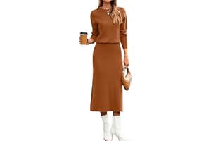 Glamaker Womens 2 Piece Skirt Sets Fall Long Sleeve Sweater Dress Casual Knit Midi Dress Travel Outfits Winter Clothes 2025