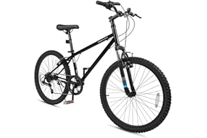 GYMAX 20 24 Inch Kids Mountain Bike, Kids Bicycles for Boys Girls with Suspension Fork, 6-Speed Drivetrain, Dual Brakes, Anti